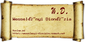Wesselényi Dionízia névjegykártya